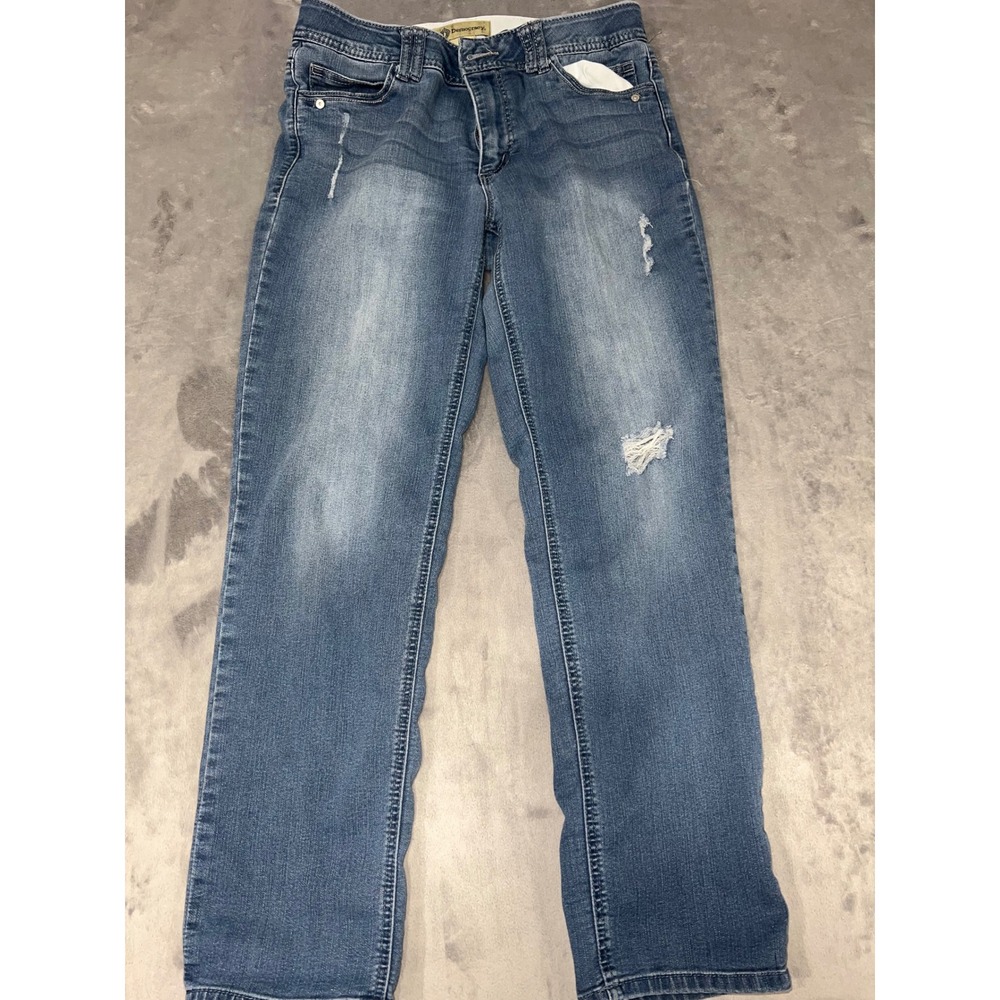 Democracy Womens 8 Ab Technology Straight Leg Distressed Medium Wash Jeans